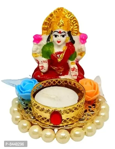 Beautiful Tea Light Candle With Lakshmi Ji Candle Holder With Candle For Diwali, Home And Office Decoration, Birthday Celebration -Pack Of 1