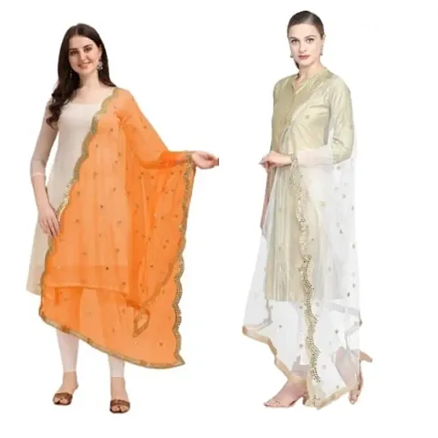 Elite Net Embroidered Dupatta For Women Pack Of 2