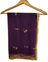 Trendy Net Purple Embroidered And Mirror Work Dupatta For Women-thumb2