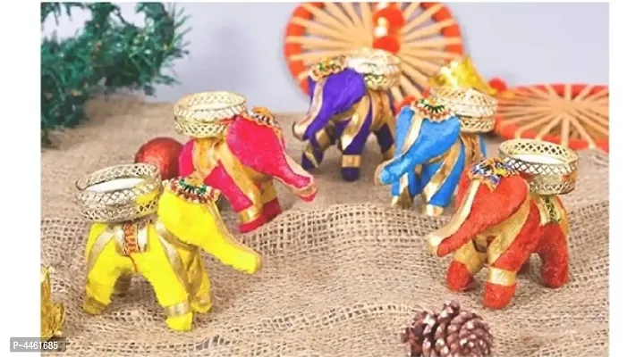 Beautiful Hathi with Tea Light Candle Holder and Candles (Set of 5)