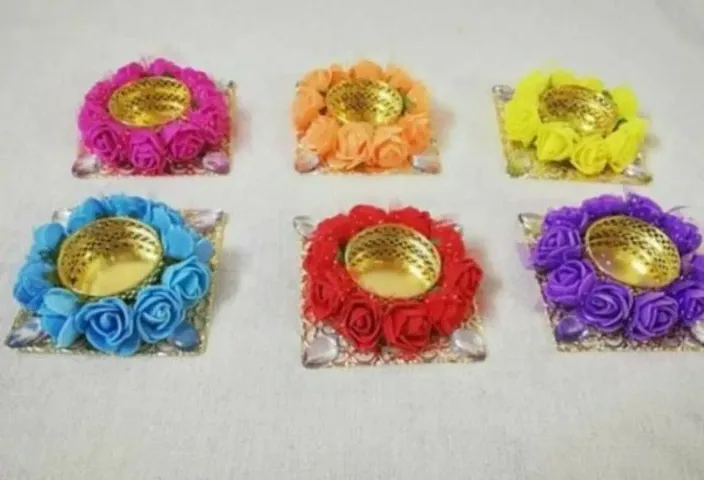 Beautiful Tea Light Candle Holder with Candles (Set of 6)