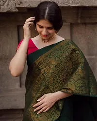 Green Colored Daman Patto Party Wear Silk Saree with Running Blouse-thumb4