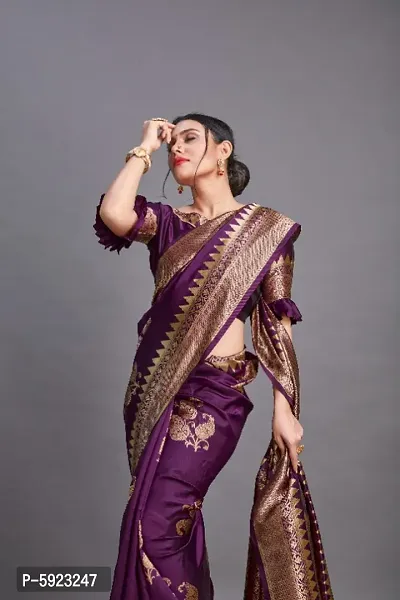 Beautiful Art Silk Jacquard Saree with blouse Piece