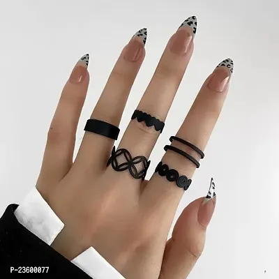 Black ring set for girls  womens-thumb0
