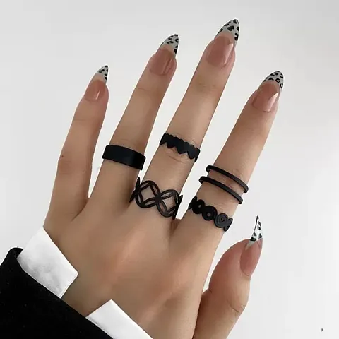Black ring set for girls  womens