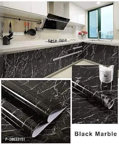 Massive Reckon Marble Self Adhesive Paper Black for Furniture Decorative Matte Granite Cover Waterproof Removable Wallpaper Roll for Countertops Cabinet (Marble-Black-40 * 200 cm)-thumb5