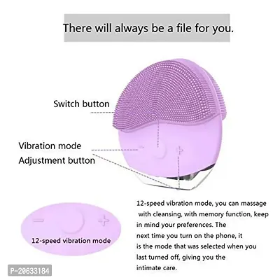 Massive Reckon Facial Cleansing Brush Made with Ultra Hygienic Soft Silicone, Vibrating Face Brush for Deep Cleansing, Massaging (Multicolor)(1 pcs)-thumb2