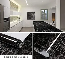 Massive Reckon Marble Self Adhesive Paper Black for Furniture Decorative Matte Granite Cover Waterproof Removable Wallpaper Roll for Countertops Cabinet (Marble-Black-40 * 200 cm)-thumb3