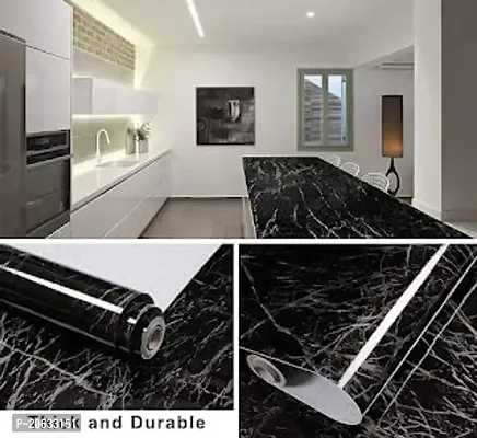 Massive Reckon Marble Self Adhesive Paper Black for Furniture Decorative Matte Granite Cover Waterproof Removable Wallpaper Roll for Countertops Cabinet (Marble-Black-40 * 200 cm)-thumb4