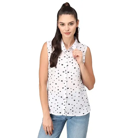 Women Regular Fit Printed Spread Collar Casual Shirt