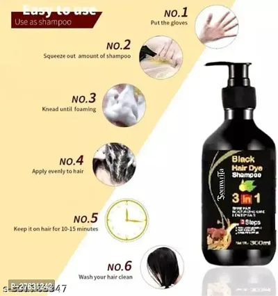 Organic Shampoo Herbal 3 in 1 Hair Dye Instant Black Hair Shampoo Men Women_09  (300 ml)-thumb2