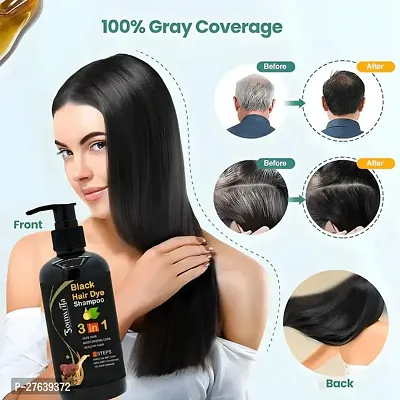 Instant 3 in 1 Hair Dye Black Hair Shampoo 300ml-thumb0