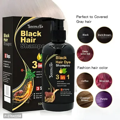 Instant 3 in 1 Hair Dye Black Hair Shampoo 300ml-thumb0