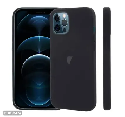 Phone Stuff Liquid Silicone Soft Back Cover Case for Apple iPhone 12 / Apple iPhone 12 Pro (6.1 inch) (Black)