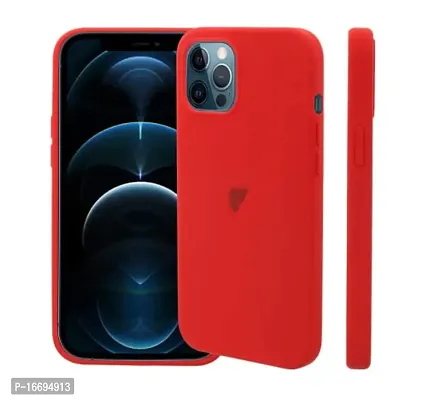 Phone Stuff Liquid Silicone Soft Back Cover Case for Apple iPhone 12 / Apple iPhone 12 Pro (6.1 inch) (Red)-thumb0