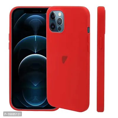 Phone Stuff Silicone Soft Back Cover Case for Apple iPhone 12 / Apple iPhone 12 Pro (Red)-thumb0