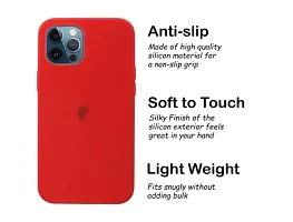 Phone Stuff Liquid Silicone Soft Back Cover Case for Apple iPhone 12 / Apple iPhone 12 Pro (6.1 inch) (Red)-thumb3