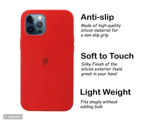 Phone Stuff Liquid Silicone Soft Back Cover Case for Apple iPhone 12 / Apple iPhone 12 Pro (6.1 inch) (Red)-thumb4