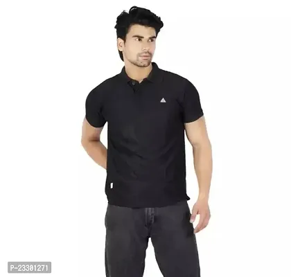 Trendy Black Polycotton Solid Polos For Men-thumb0