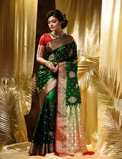 Alluring Silk Blend Saree with Blouse piece 