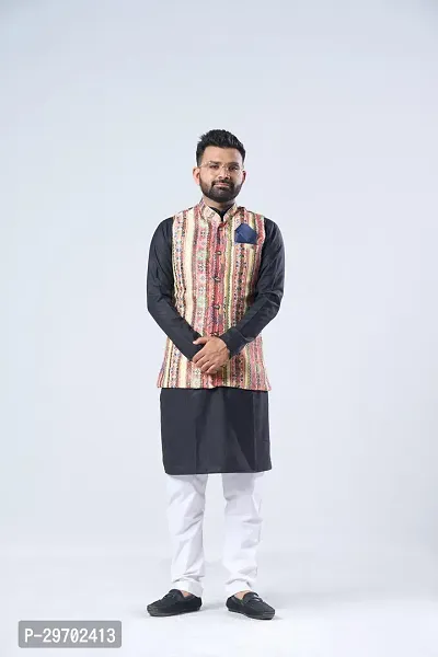 Elegant Cotton Blend Printed Ethnic Jacket For Men-thumb0