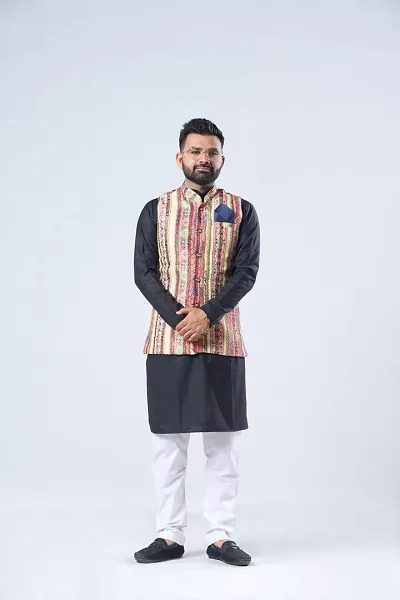 Elegant Blend Ethnic Jacket For Men