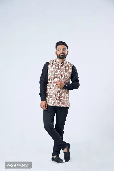 Elegant Cotton Blend Printed Ethnic Jacket For Men-thumb0