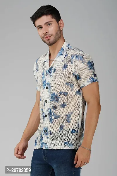 Elegant Cotton Blend Printed Casual Shirt For Men