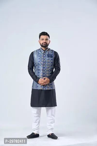 Elegant Cotton Blend Printed Ethnic Jacket For Men-thumb0