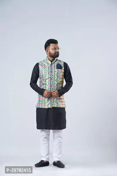 Elegant Cotton Blend Printed Ethnic Jacket For Men-thumb0