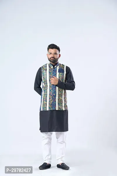 Elegant Cotton Blend Printed Ethnic Jacket For Men-thumb0