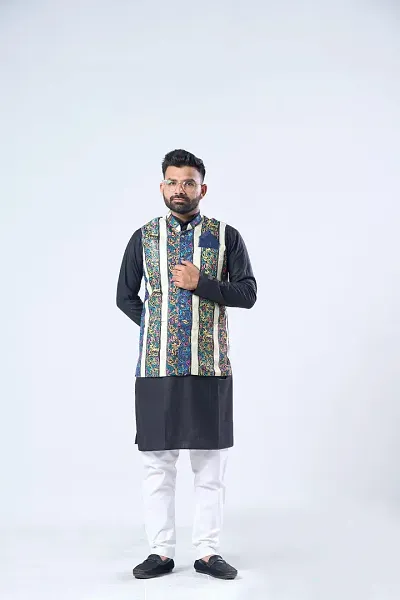 Elegant Blend Ethnic Jacket For Men