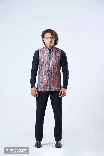 Elegant Cotton Blend Printed Ethnic Jacket For Men-thumb0