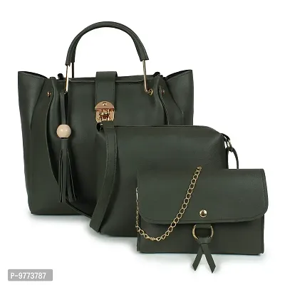 DANIEL CLARK Women's Stylish Handbag Combo (Set of 3, Green)