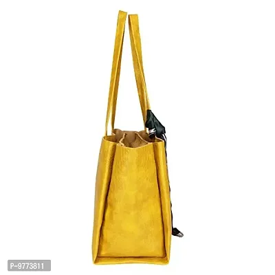 DANIEL CLARK Beautiful Leather Handbags for Girls and Women with Beautiful Tie | Stylish Crossbody Bag | Spacious Top Handle Handbag | Gift for women | (Yellow)-thumb3