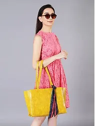 DANIEL CLARK Beautiful Leather Handbags for Girls and Women with Beautiful Tie | Stylish Crossbody Bag | Spacious Top Handle Handbag | Gift for women | (Yellow)-thumb4