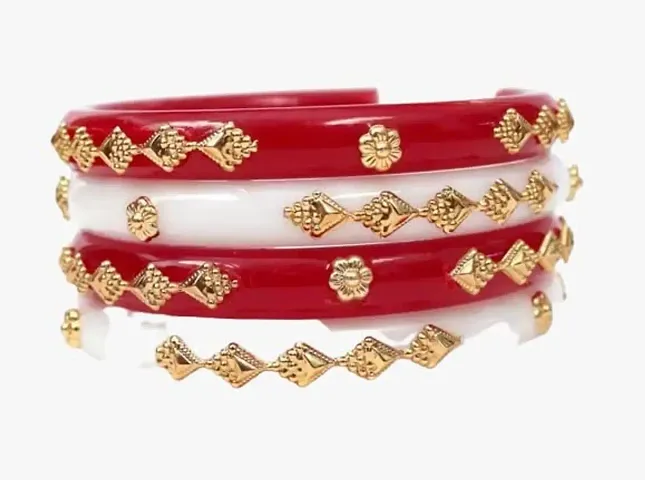 ANMOL BANGLES Plastic Plated Coloured Shakha Pola Bangle Set for Women Pack of 4 Pieces