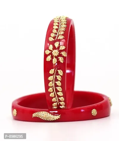 RED GOLD PLATED SHAKHA POLA PACK OF 2-thumb0