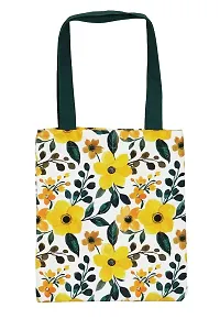 Planet Earth 100% Cotton Canvas Tote /Grocery/Shopping /Shoulder Bags for Women with Zipper Reusable and Washable Printed designer Eco Friendly Tote Multipurpose Bags with Inner Pockets (Color : Yellow, Size: 15x 12.5 Inch)-thumb1