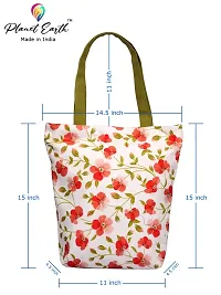 PlanetEarth Designer Large Canvas Tote Bags for Women | Travel Bag for Women, College Handbags for Girls Stylish | Shoulder Bag for Women with Zip for Shopping, Beach, Office, Grocery (REDWHITE)-thumb4