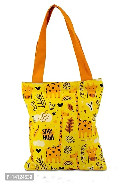 Planet Earth 100% Cotton Canvas Tote /Grocery/Shopping /Shoulder Bags for Women with Zipper Reusable and Washable Printed designer Eco Friendly Tote Multipurpose Bags with Inner Pockets (Color : Yellow, Size: 15x 12.5 Inch)