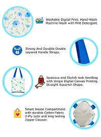 Planet Earth 100% Cotton Canvas Tote /Grocery/Shopping /Shoulder Bags for Women with Zipper Reusable and Washable Printed designer Eco Friendly Tote Multipurpose Bags with Inner Pockets (Color : White, Size: 15x 12.5 Inch)-thumb2