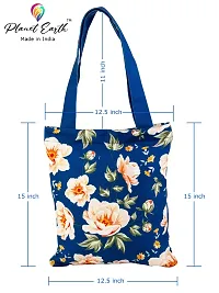 PlanetEarth Designer Large Canvas Tote Bags for Women | Travel Bag for Women, College Handbags for Girls Stylish | Shoulder Bag for Women with Zip for Shopping, Beach, Office, Grocery (BLUE)-thumb3