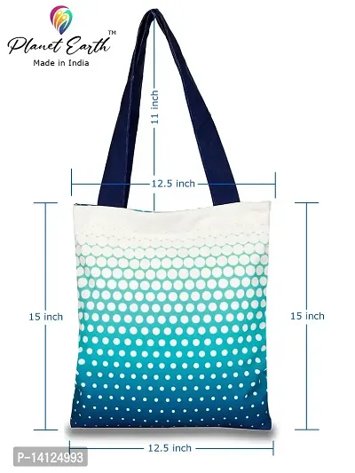 PlanetEarth Designer Large Canvas Tote Bags for Women | Travel Bag for Women, College Handbags for Girls Stylish | Shoulder Bag for Women with Zip for Shopping, Beach, Office, Grocery (GREEN BLUE)-thumb5