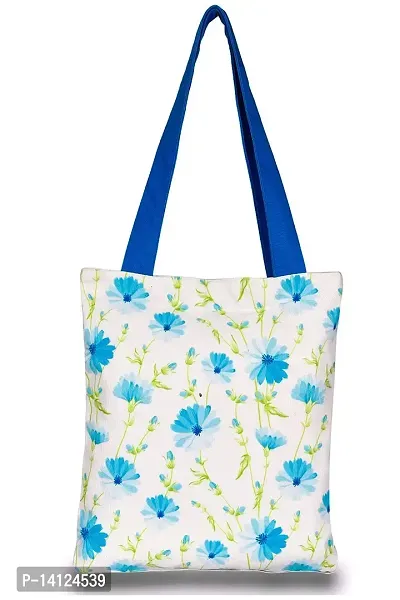 Planet Earth 100% Cotton Canvas Tote /Grocery/Shopping /Shoulder Bags for Women with Zipper Reusable and Washable Printed designer Eco Friendly Tote Multipurpose Bags with Inner Pockets (Color : White, Size: 15x 12.5 Inch)-thumb0