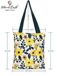 Planet Earth 100% Cotton Canvas Tote /Grocery/Shopping /Shoulder Bags for Women with Zipper Reusable and Washable Printed designer Eco Friendly Tote Multipurpose Bags with Inner Pockets (Color : Yellow, Size: 15x 12.5 Inch)-thumb3