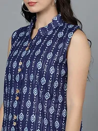 Planet Earth Pure Cotton Printed Top for Women and Girls (Medium, Indigo)-thumb5