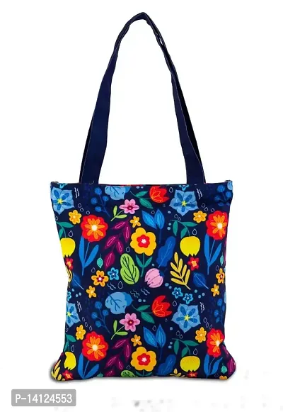 Planet Earth 100% Cotton Canvas Tote /Grocery/Shopping /Shoulder Bags for Women with Zipper Reusable and Washable Printed designer Eco Friendly Tote Multipurpose Bags with Inner Pockets (Color : Purple, Size: 15x 4 x 14.5 Inch)-thumb0