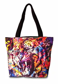 Planet Earth 100% Cotton Canvas Tote /Grocery/Shopping /Shoulder Bags with Zipper Reusable and Washable Printed designer Eco Friendly Tote Multipurpose Bags with Inner and Outer Pockets? (Group 8)-thumb3