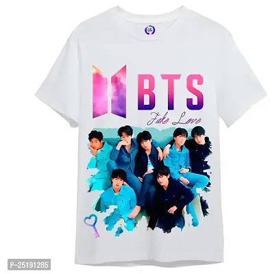 On Trend Fake Love BTS Members Printed Tshirts for Kids, Boys and Girls (12-13 Years) White